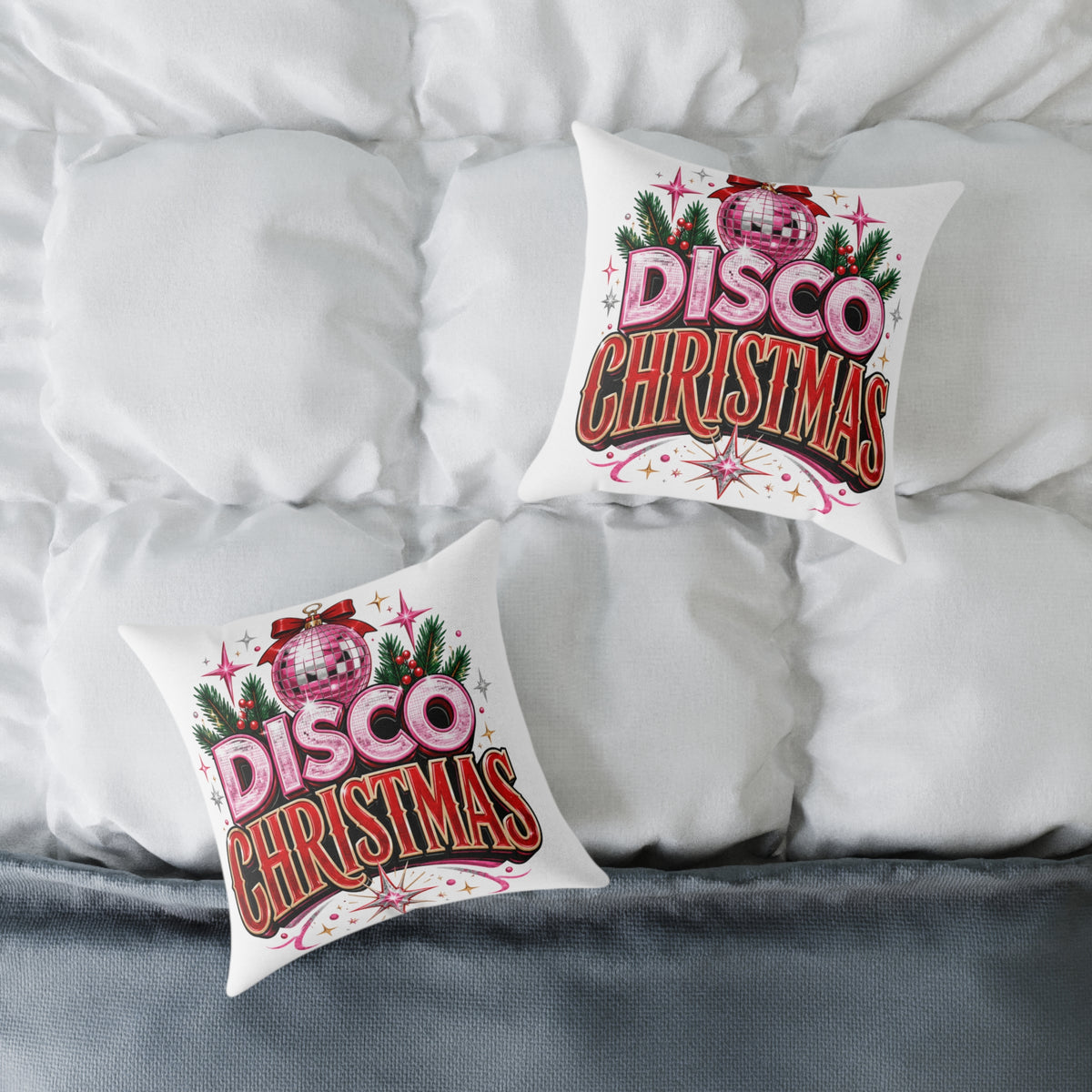Disco Christmas Throw Pillow – Retro Holiday Disco Ball Decorative Cushion