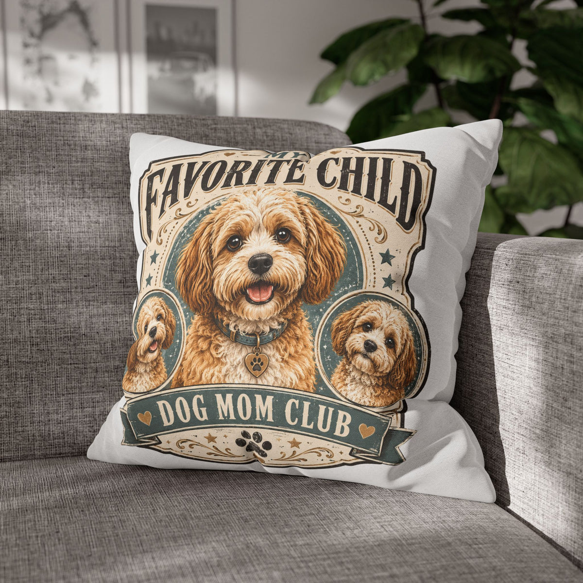 Dog Mom Pillowcase Milo Bailey Dog Dad Mom — "My Favorite Child" Spun Polyester Decorative Pillowcase
