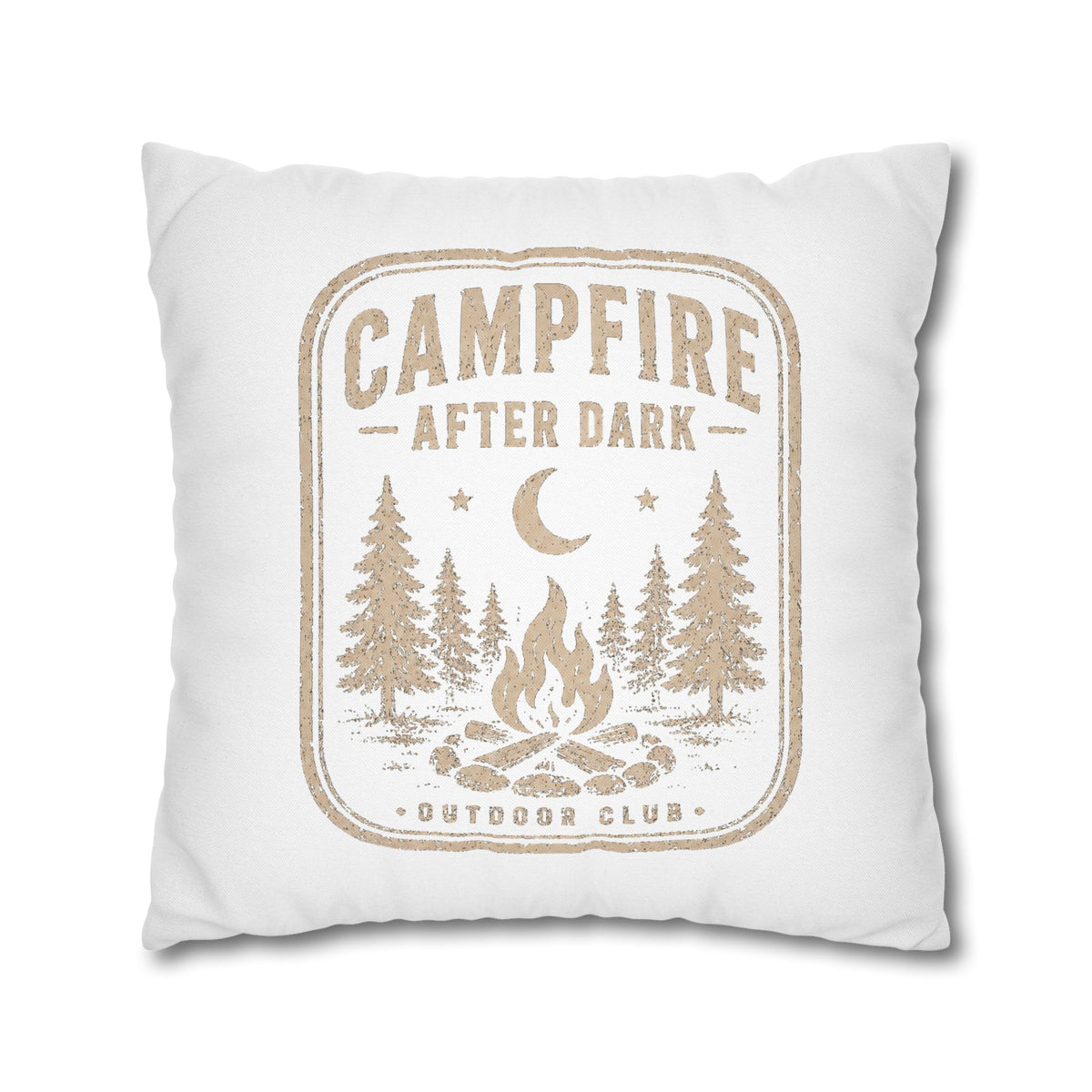 Campfire After Dark Square Pillowcase Milo Bailey Dog Dad Mom– Rustic Outdoor Camping Throw Pillow Cover
