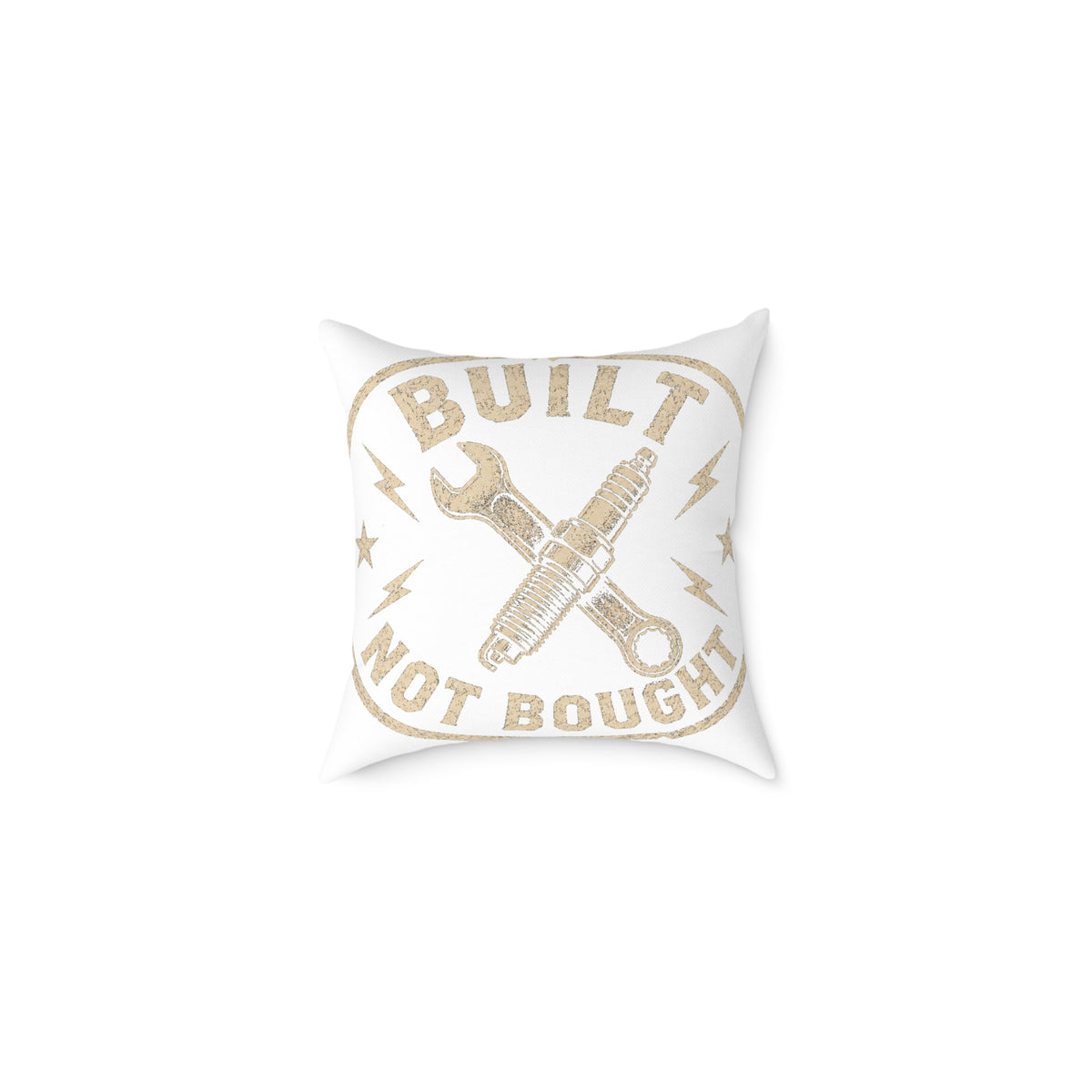 Built Not Bought Throw Pillow  Milo Bailey Dog Dad Mom— Mechanics & DIY Garage Accent