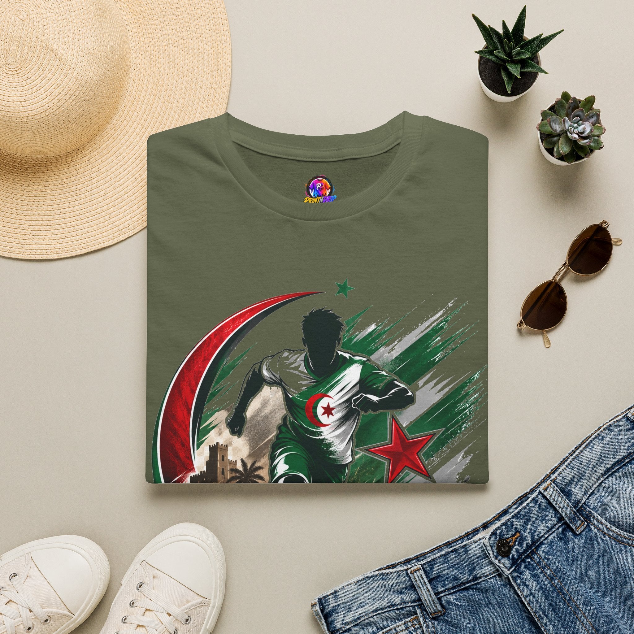 Algeria Football Fan Tee — "Green Desert Fire" Soccer Shirt