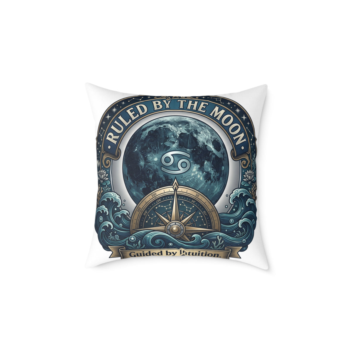 Cancer Zodiac Pillow Ruled By The Moon, Guided By Intuition Square Poly Canvas Pillow