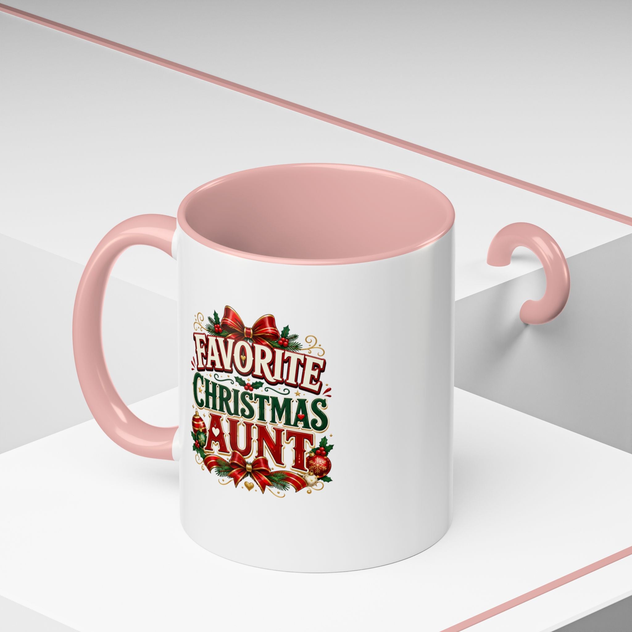 Christmas Aunt Coffee Mug — "Favorite Christmas Aunt" Accent Holiday Mug