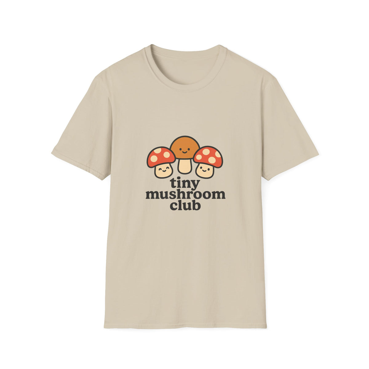 Cute Mushroom Trio T-Shirt — Smiling Toadstool Graphic Tee - Trending Now - August 2026
