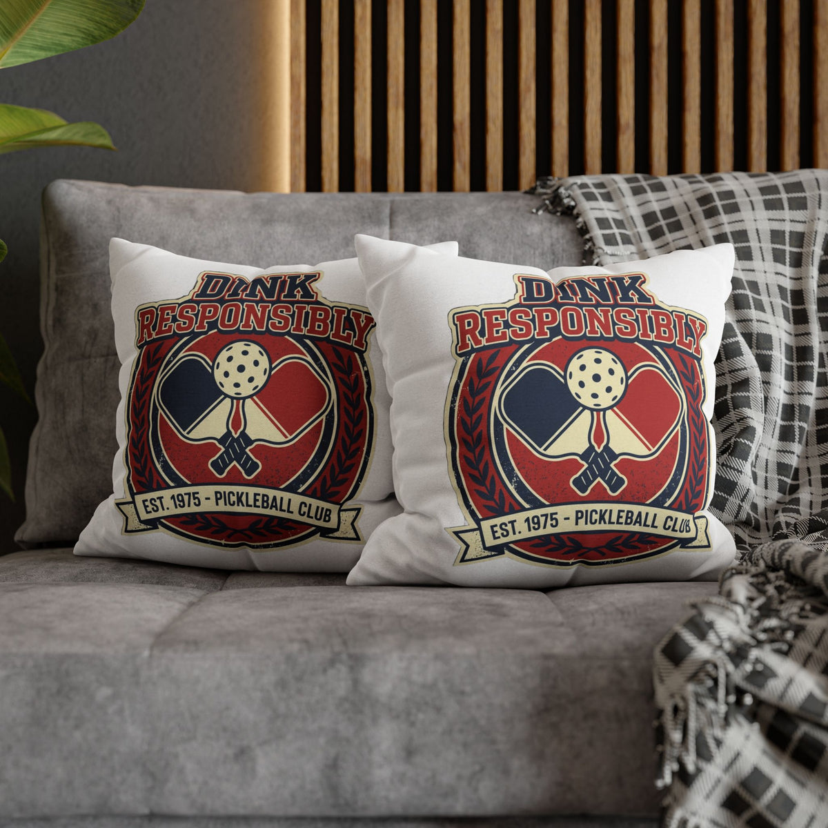Funny Dink Responsibly Pickleball Club Pillowcase — Retro Pickleball Paddle Throw Pillow