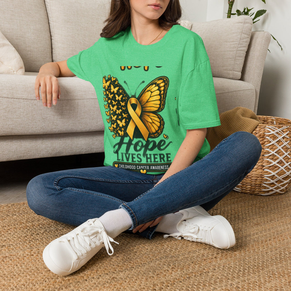 Hope Lives Here Childhood Cancer Awareness T-Shirt