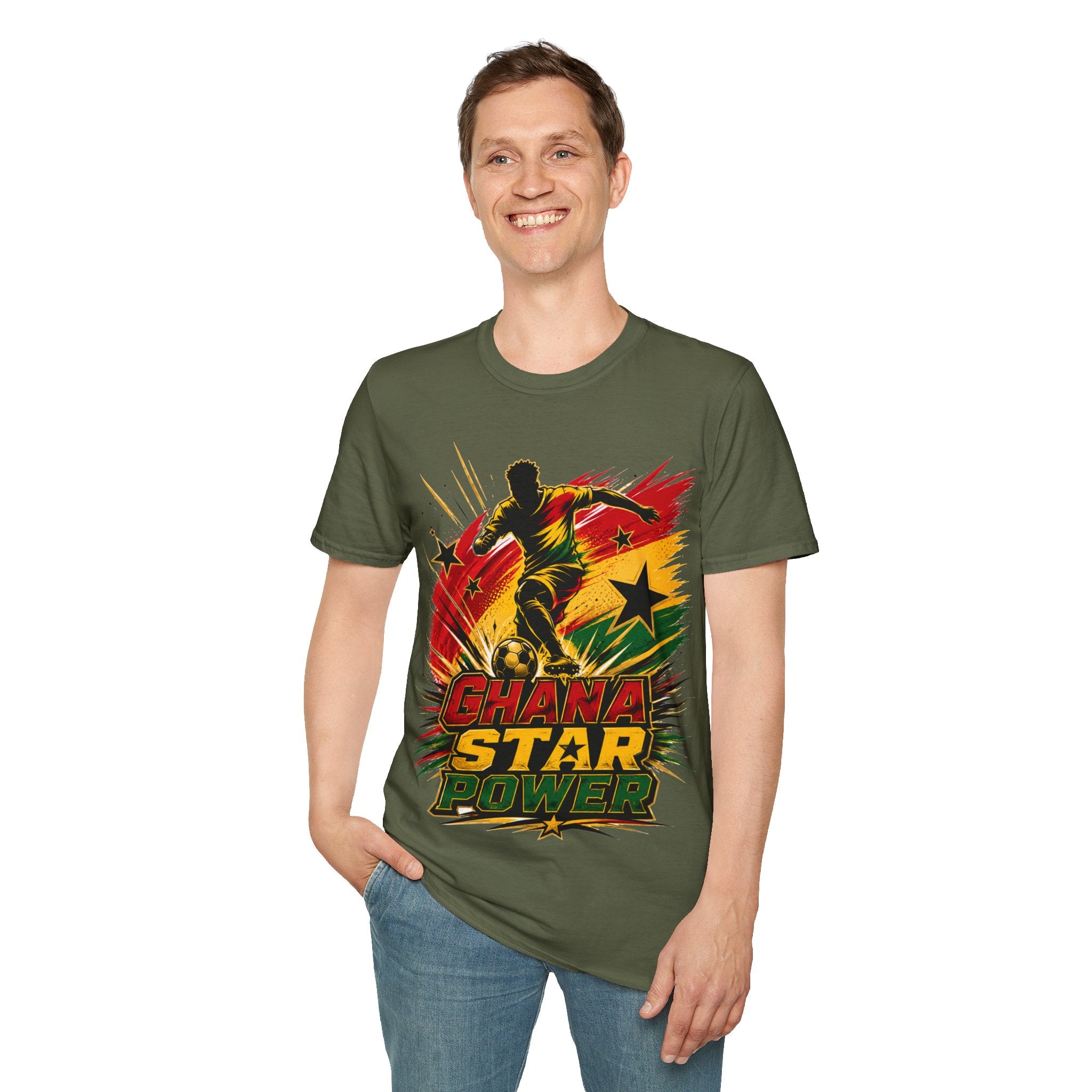 Ghana Star Power Soccer T-Shirt — Afro Football Fan Tee - Ghana T-Shirt