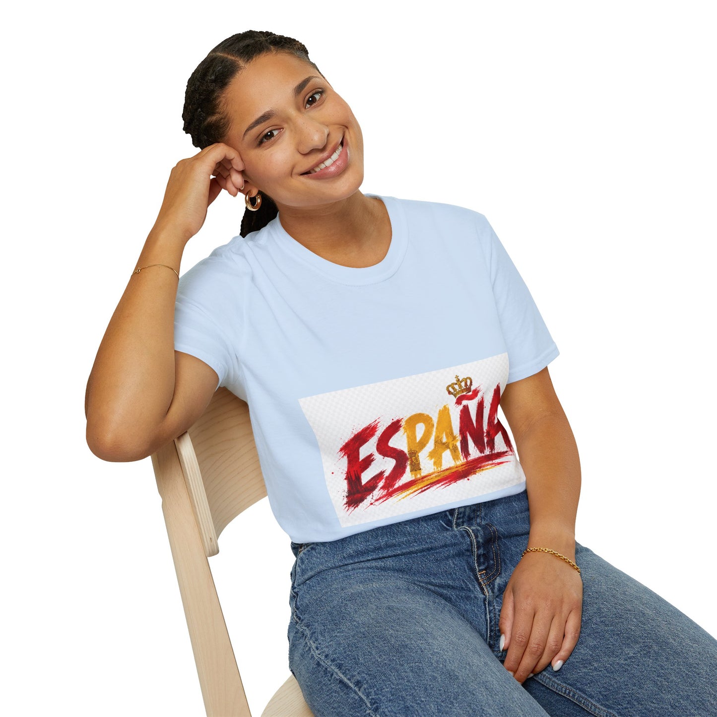 Spain  Graphic T-Shirt — Spanish Flag Brushstroke Design with Crown