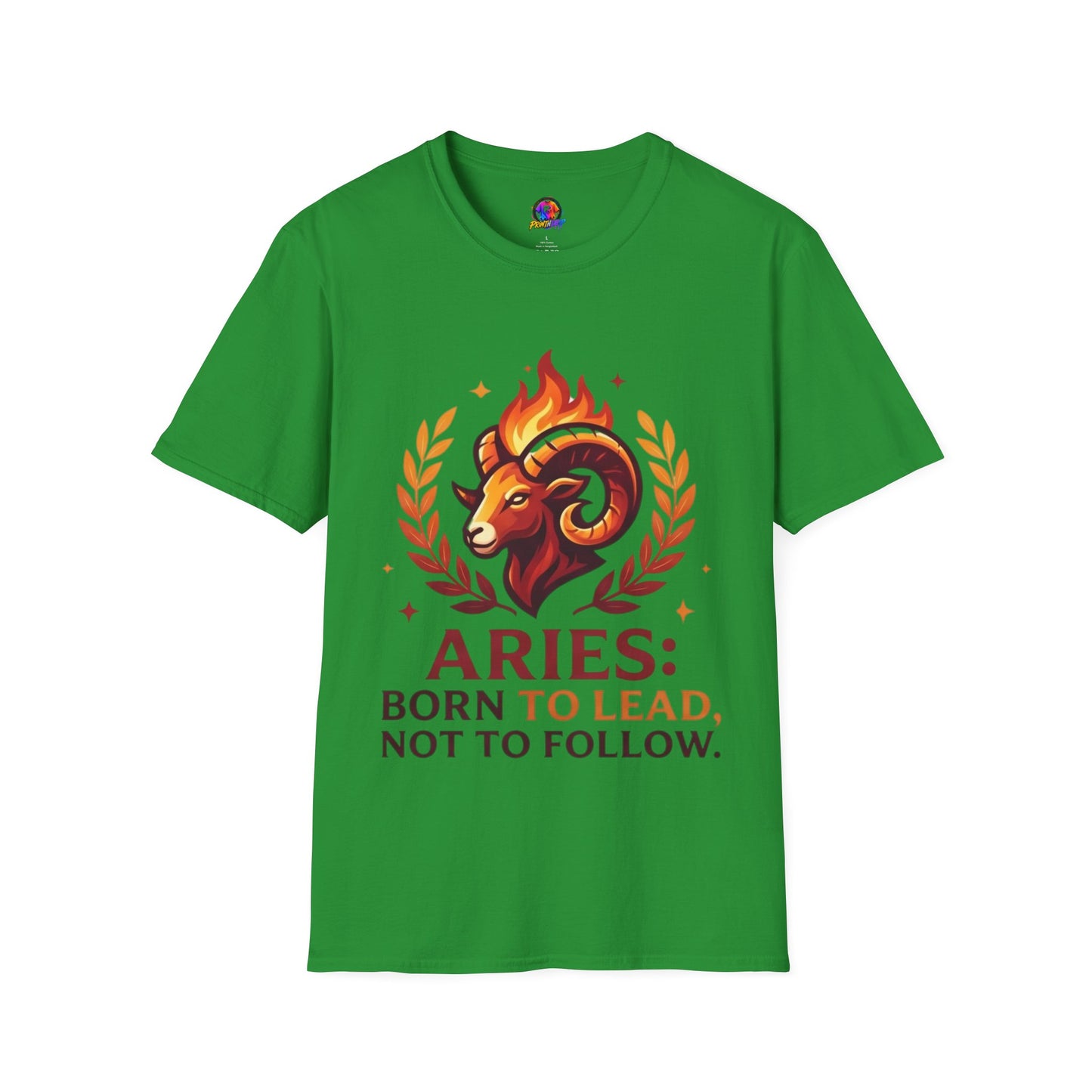 Aries Zodiac T-Shirt — "Born to Lead Not to Follow" Ram Graphic