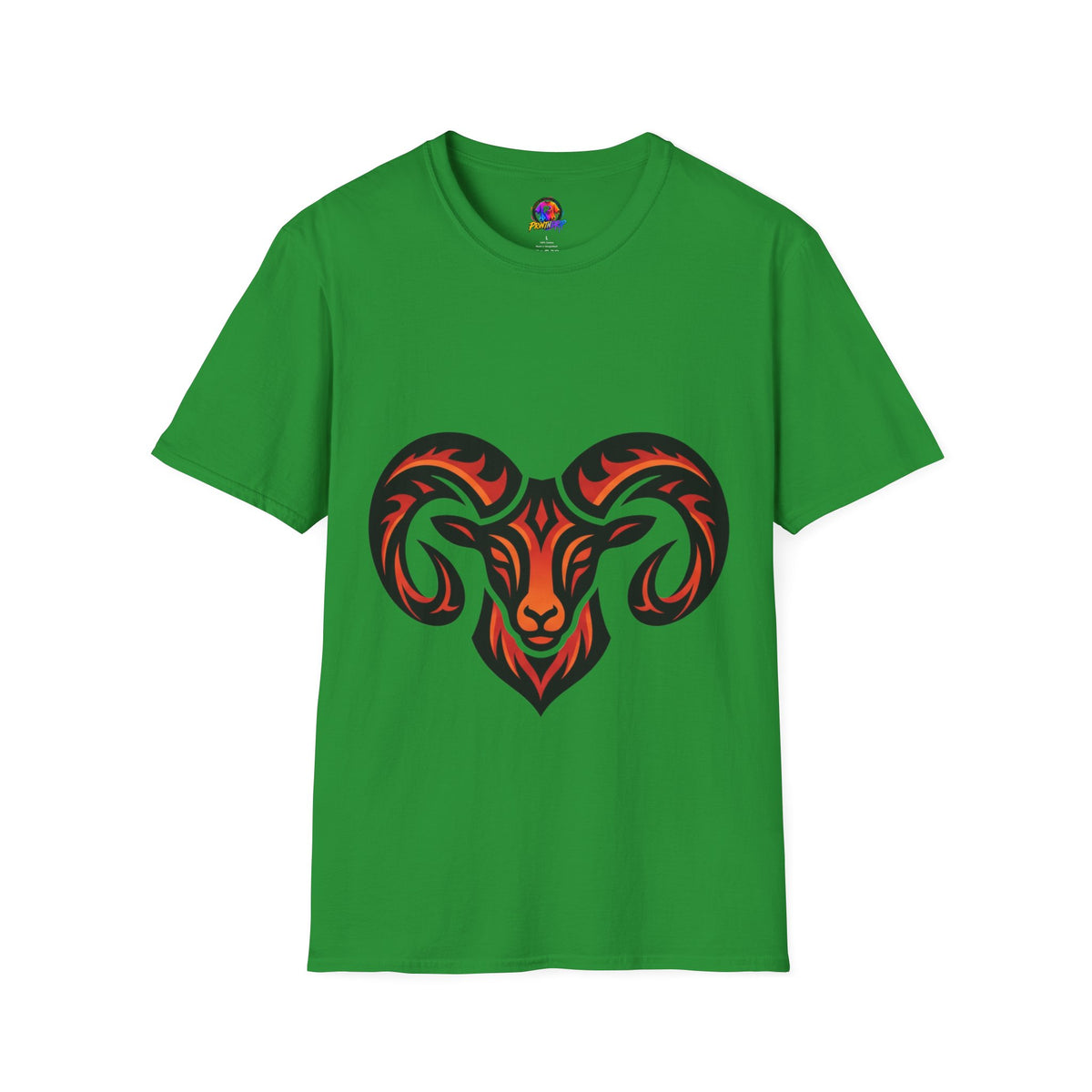 Aries Zodiac Ram Head Graphic T-Shirt — Tribal Flame Aries Design