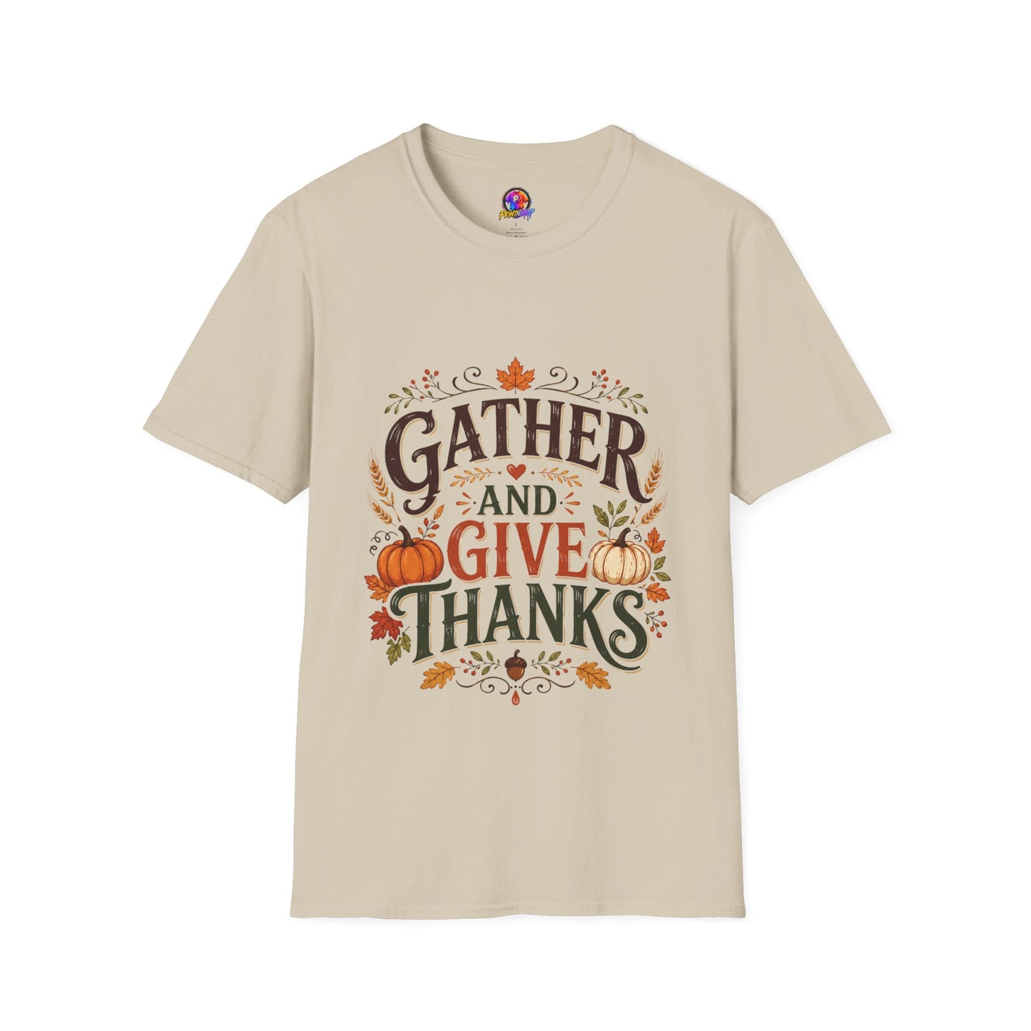 Gather and Give Thanks T-Shirt — Thanksgiving Fall Holiday Tee
