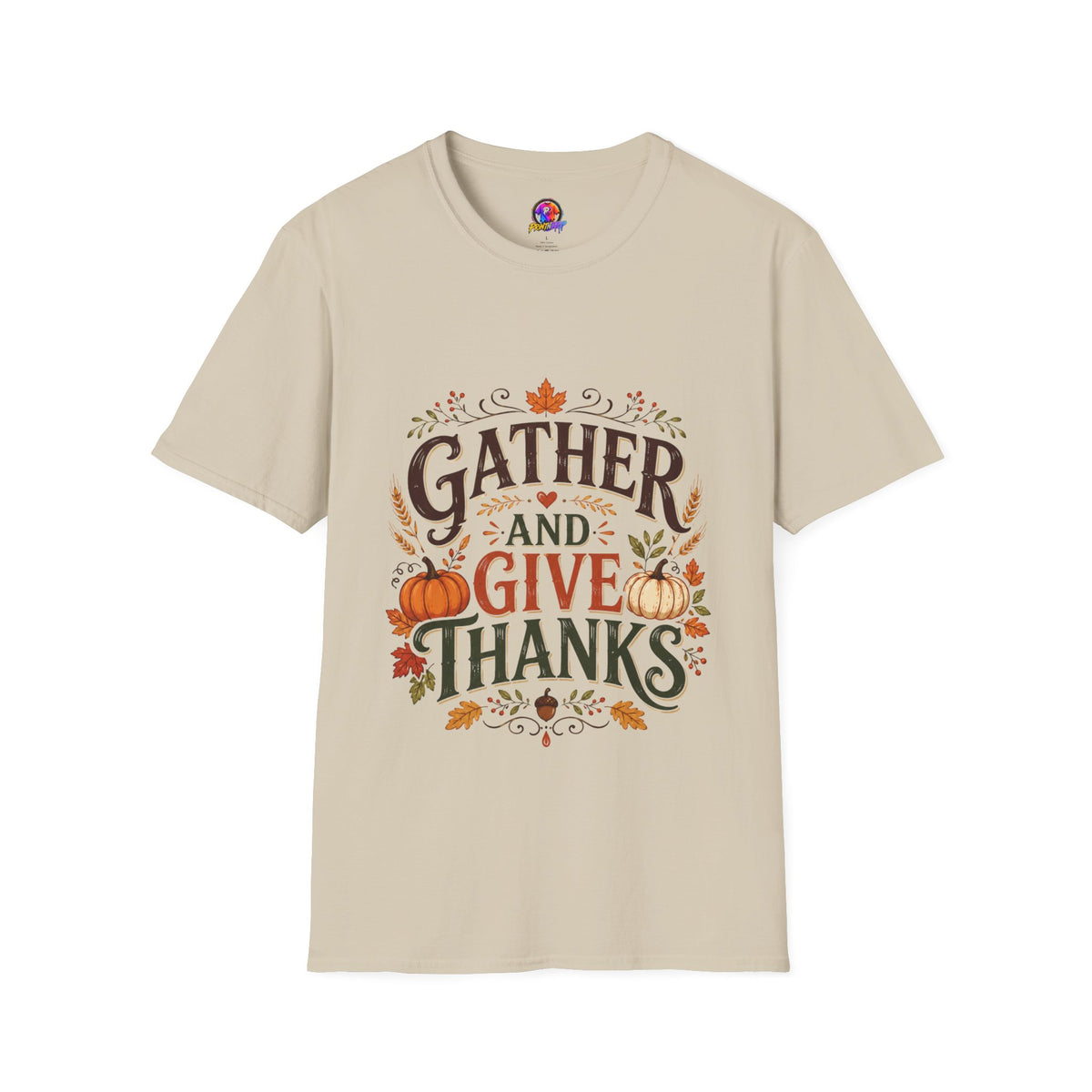 Thanksgiving T-Shirt Gather and Give Thanks T-Shirt — Thanksgiving Fall Holiday Tee