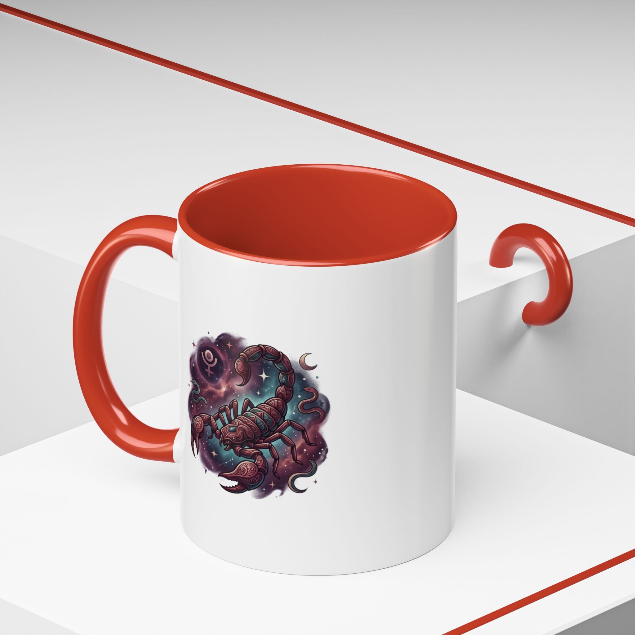 Scorpio Zodiac Accent Coffee Mug — Celestial Scorpion Astrology Design