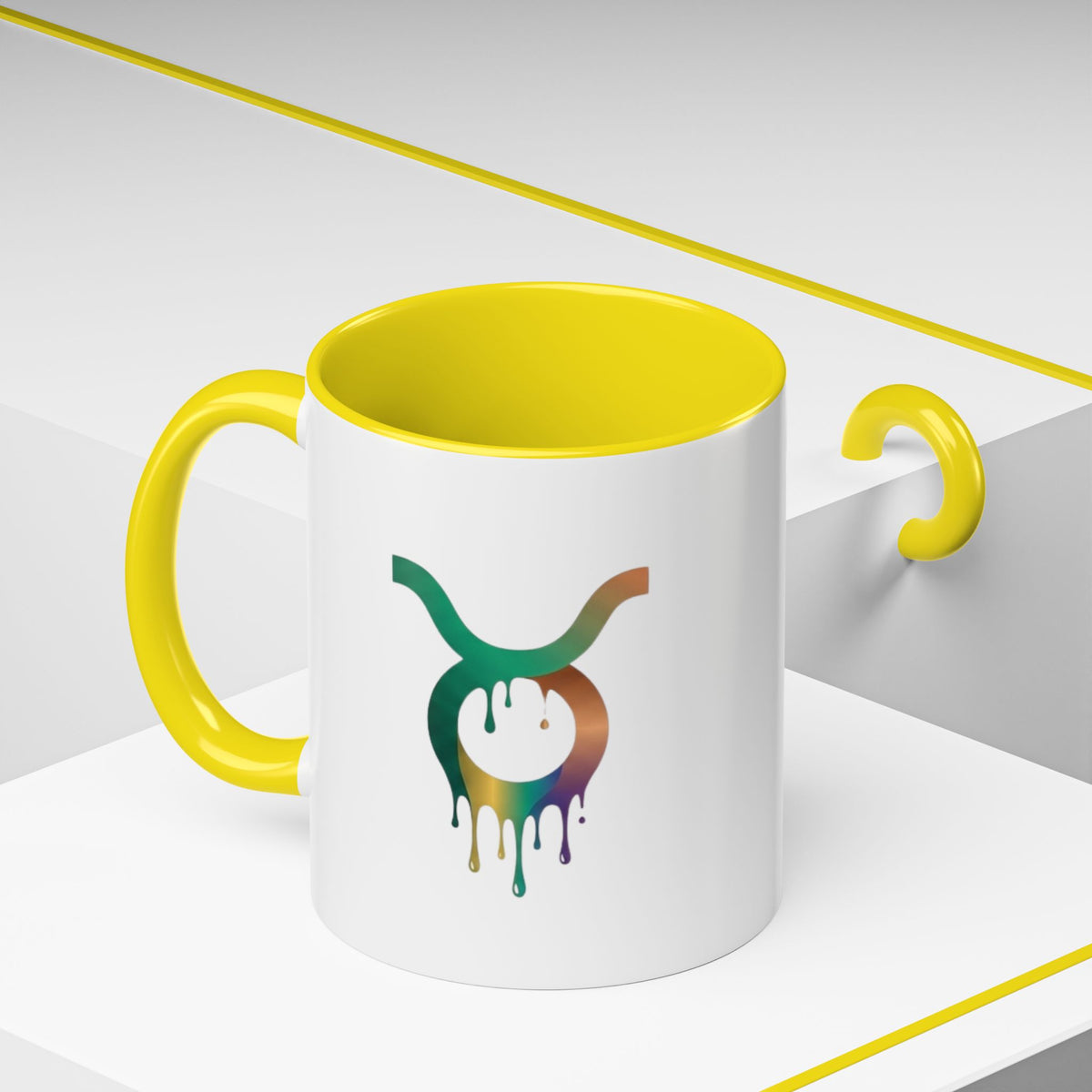 Taurus Drip Zodiac Coffee Mug — Colorful Taurus Symbol Accent Mug
