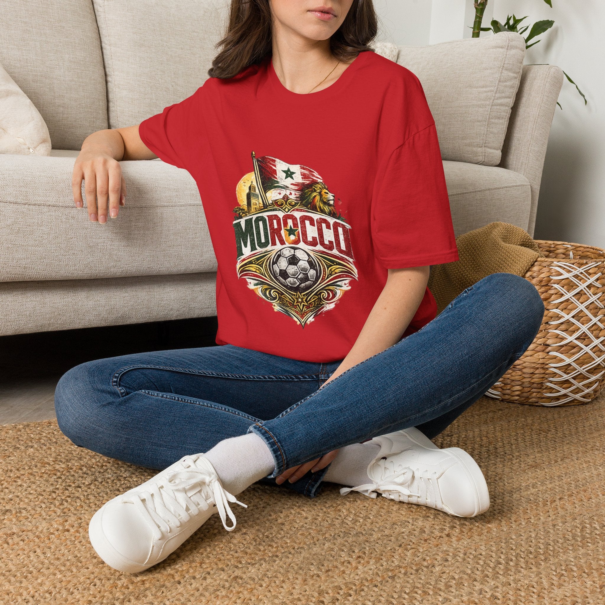 Morocco Soccer T-Shirt — Vintage Flag & Lion Football Tee