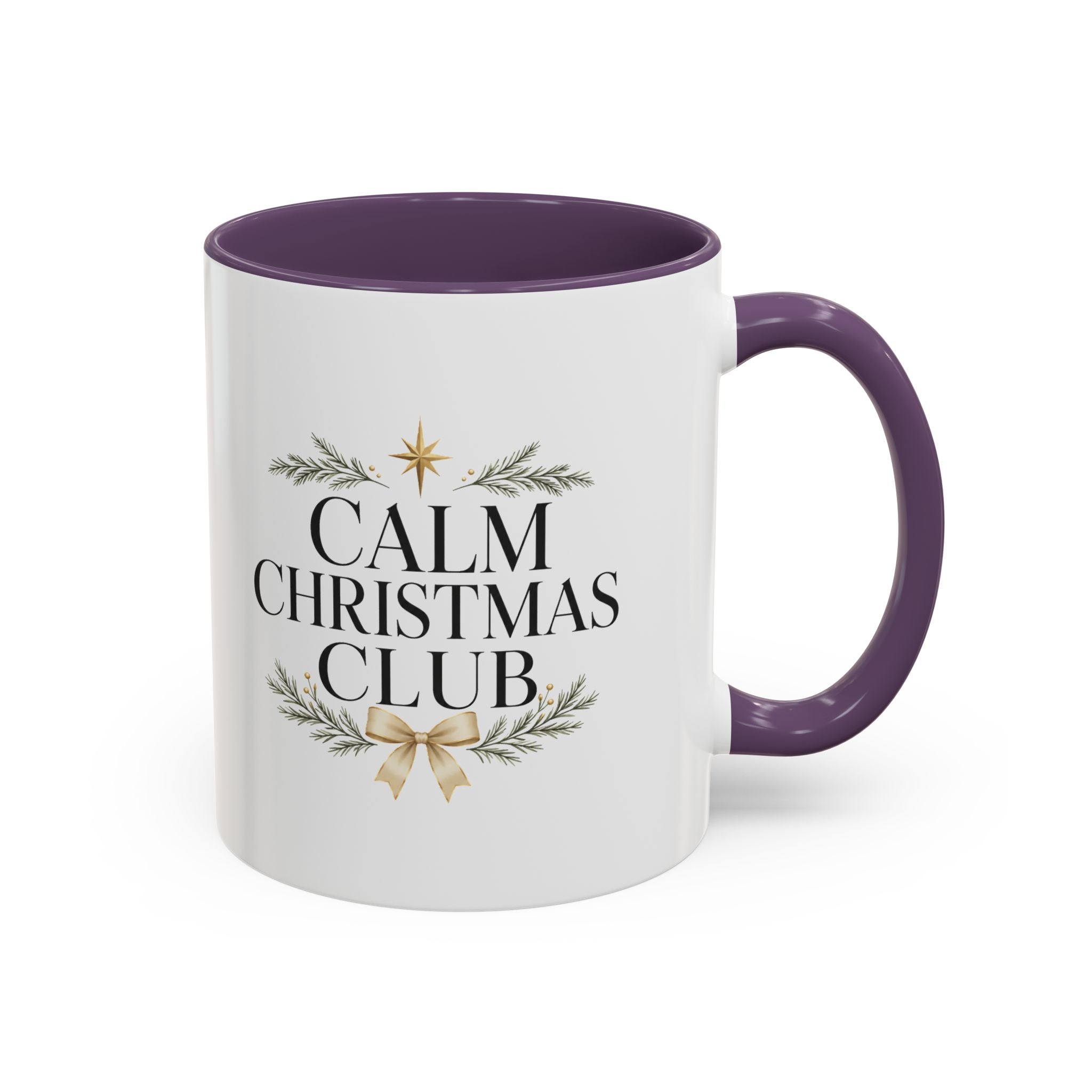 Christmas Calm Christmas Club Accent Coffee Mug — Holiday Floral Wreath