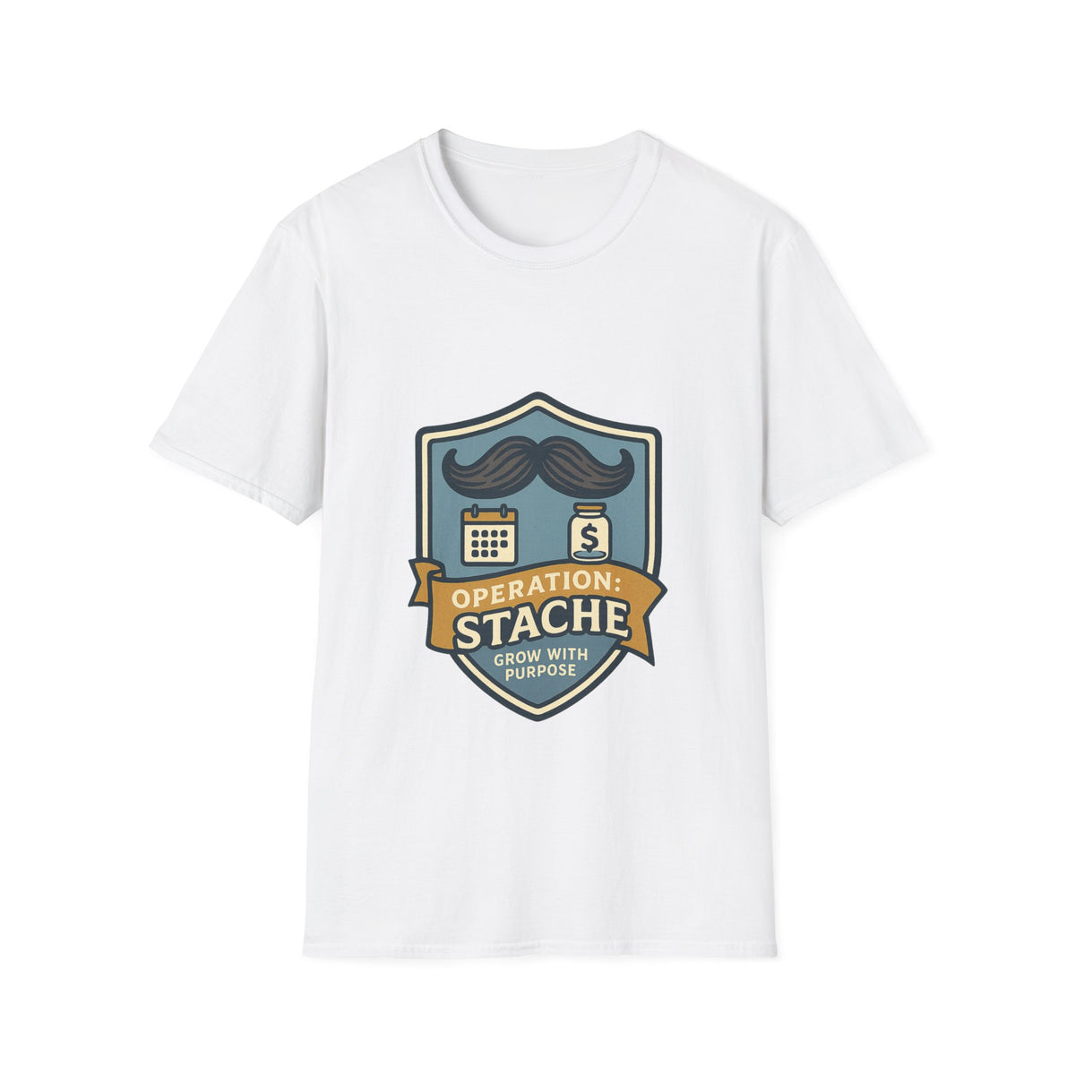 Mustache Badge T-Shirt — Stache Crest Graphic Tee - Trending Now - October 2026