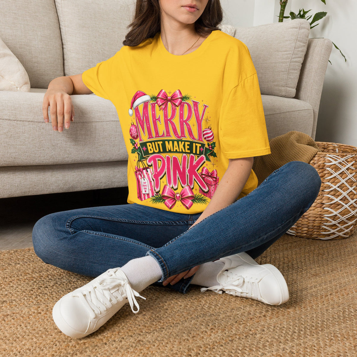Christmas T-Shirt — "Merry But Make It Pink" Holiday Tee