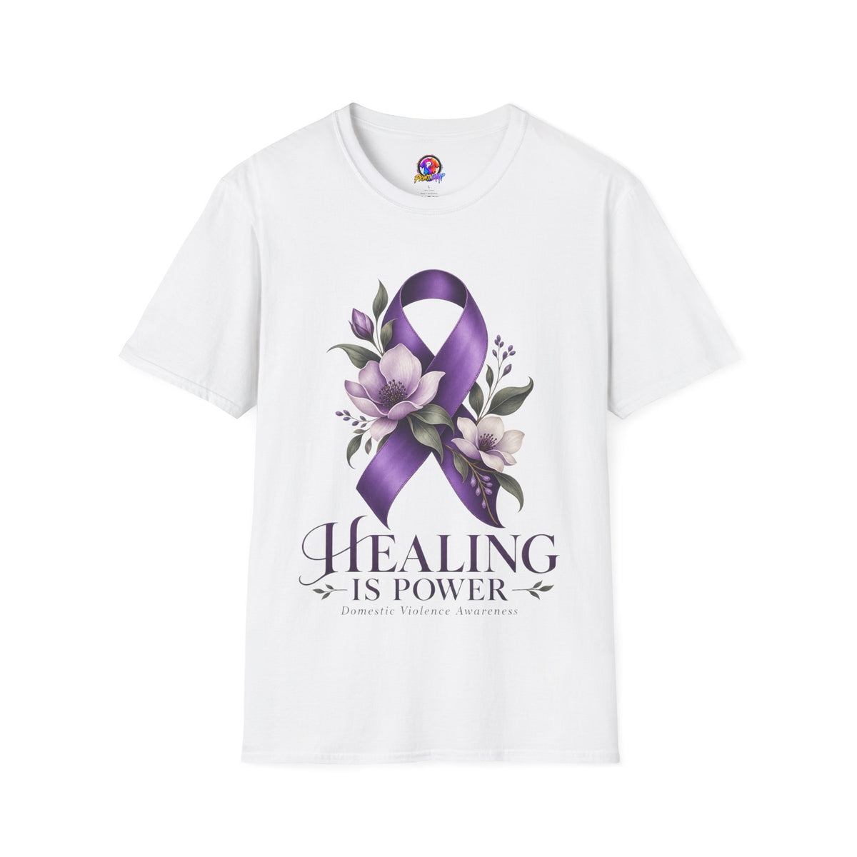 Healing Is Power Purple Ribbon Awareness Domestic Violence  T-Shirt