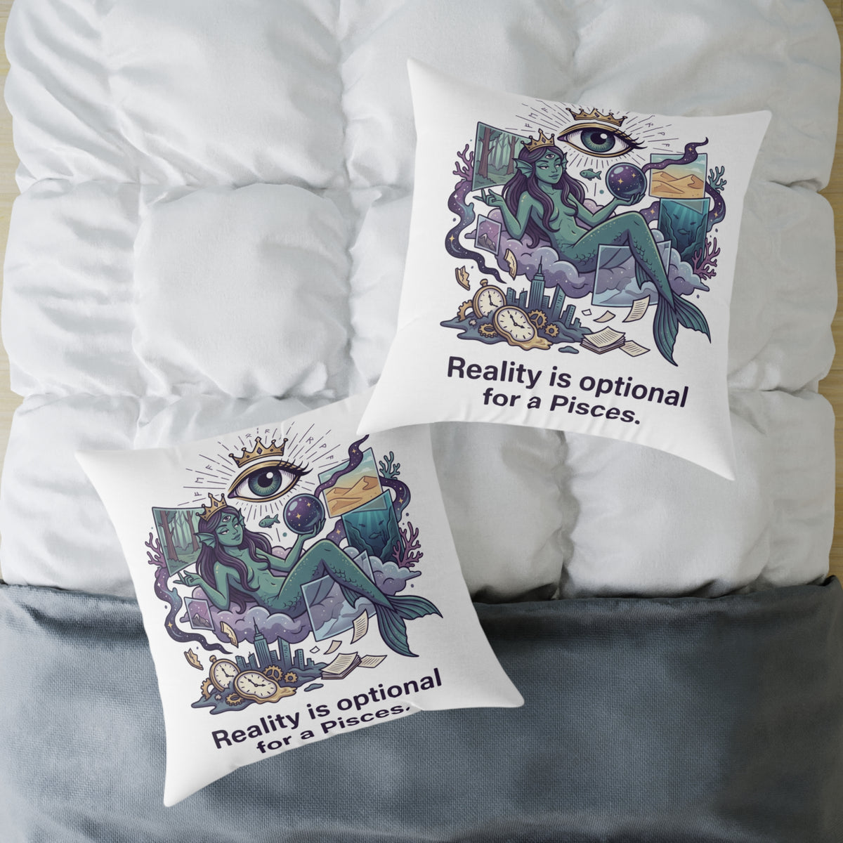 Pisces Zodiac Reality Is Optional Square Poly Canvas Pillow