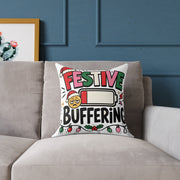 Festive Buffering Modern Day Christmas Square Poly Canvas Pillow