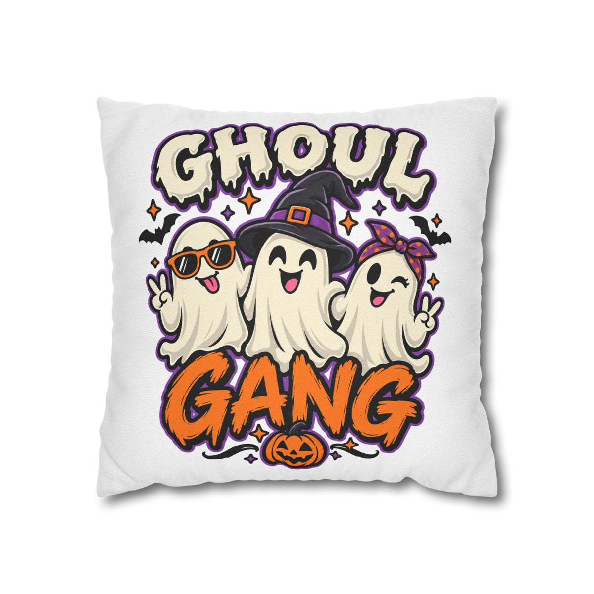 Ghoul Gang Halloween Throw Pillowcase — Cute Ghosts Decorative Pillow Cover