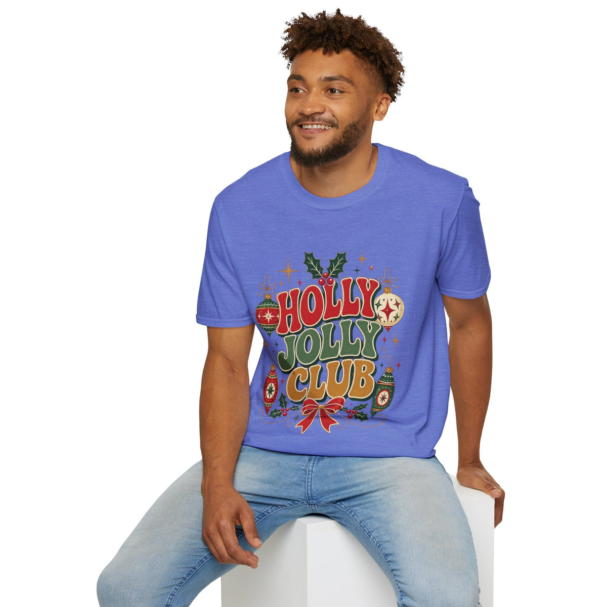 Holly Jolly Club Christmas T-Shirt — Retro Holiday Ornament Tee
