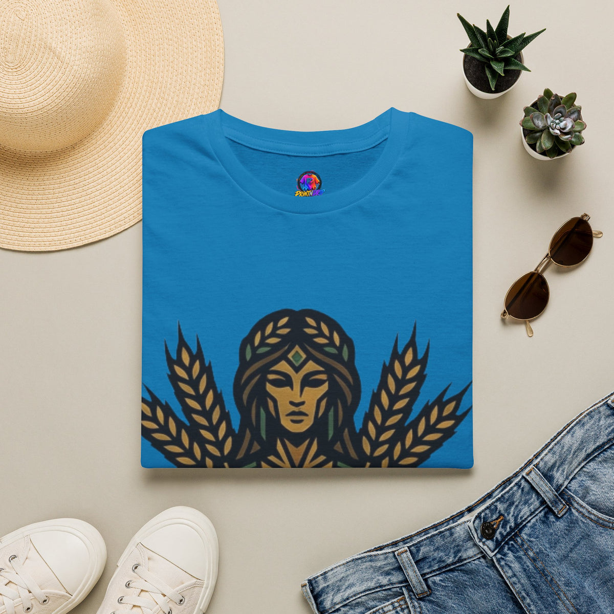 Virgo Zodiac Harvest Goddess T-Shirt — Wheat Maiden Graphic Tee