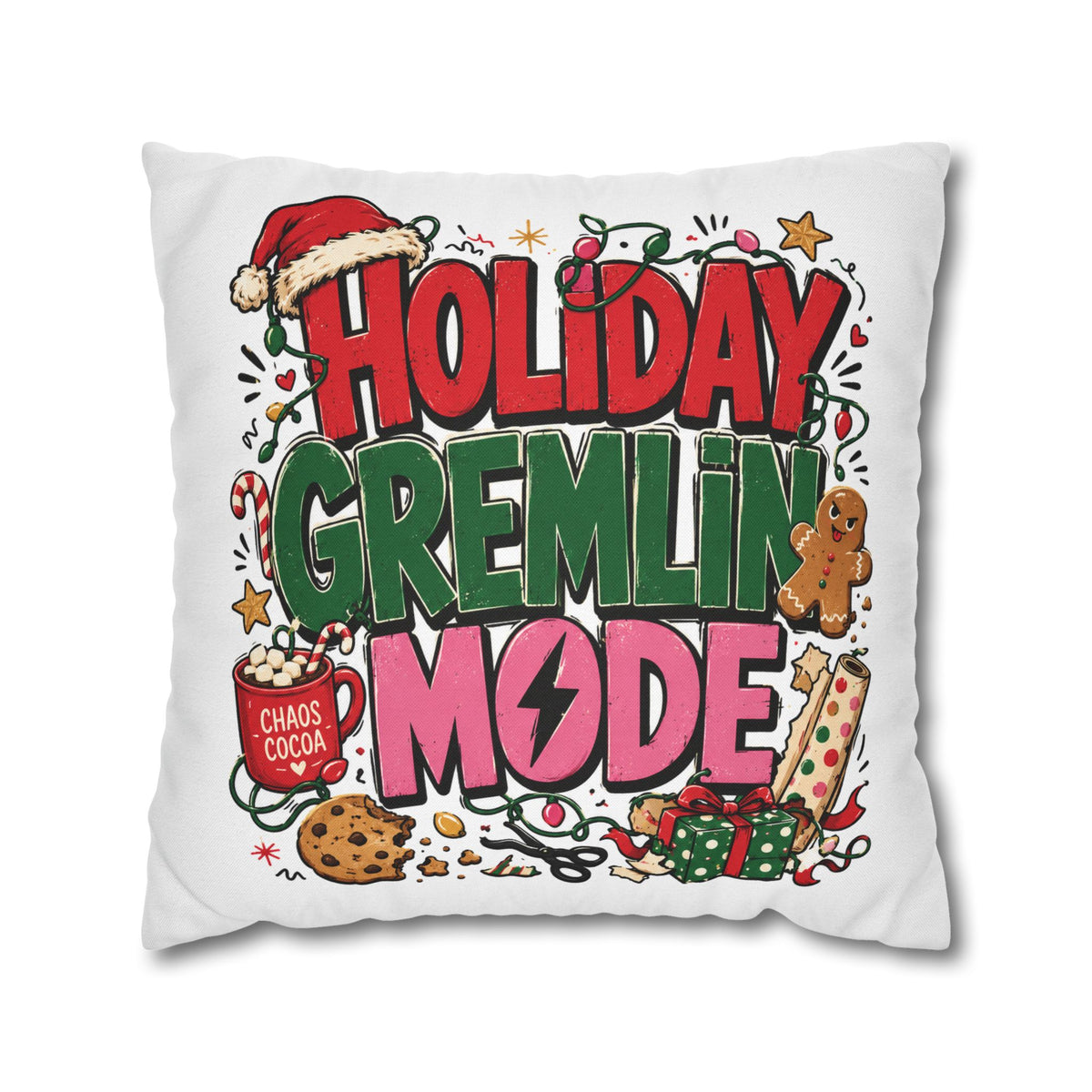 Holiday Gremlin Mode Pillowcase Modern Day Christmas