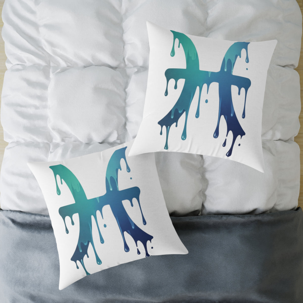 Dripping Zodiac Pisces Square Poly Canvas Pillow