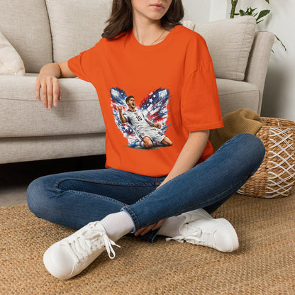 USA Soccer Player Flag T-Shirt — Patriotic Football Fan Tee