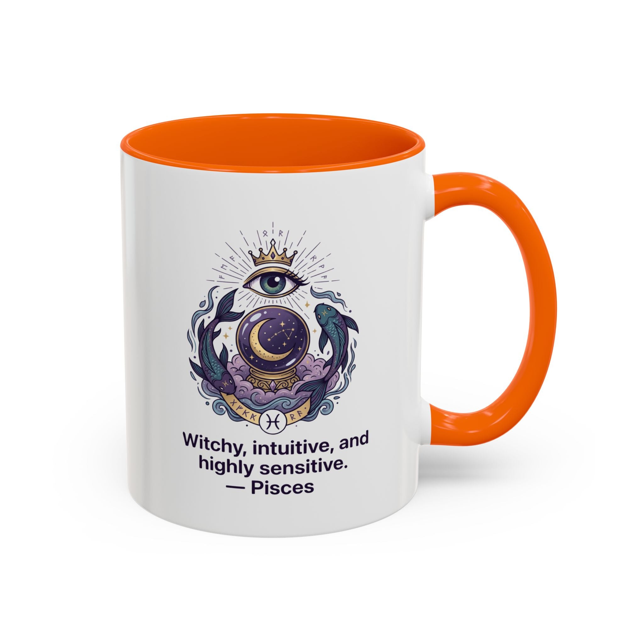 Pisces Witchy Accent Mug — "Witchy, intuitive, and highly sensitive" Astrology Coffee Cup (11/15oz)