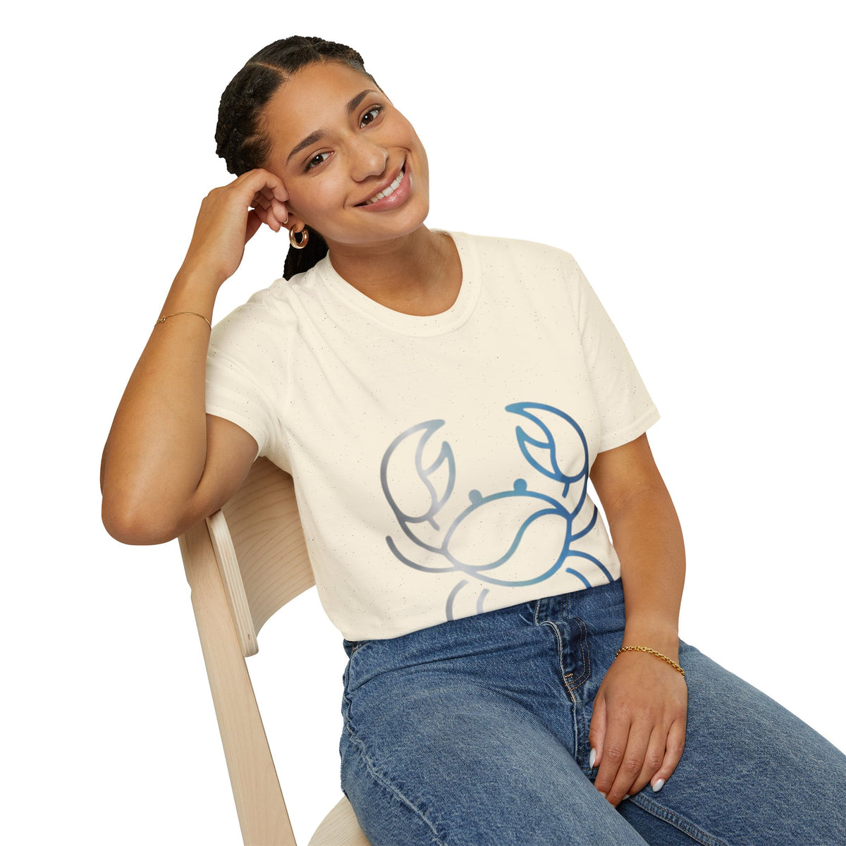 Crab Graphic T-Shirt — Coastal Blue Minimalist Beach Tee