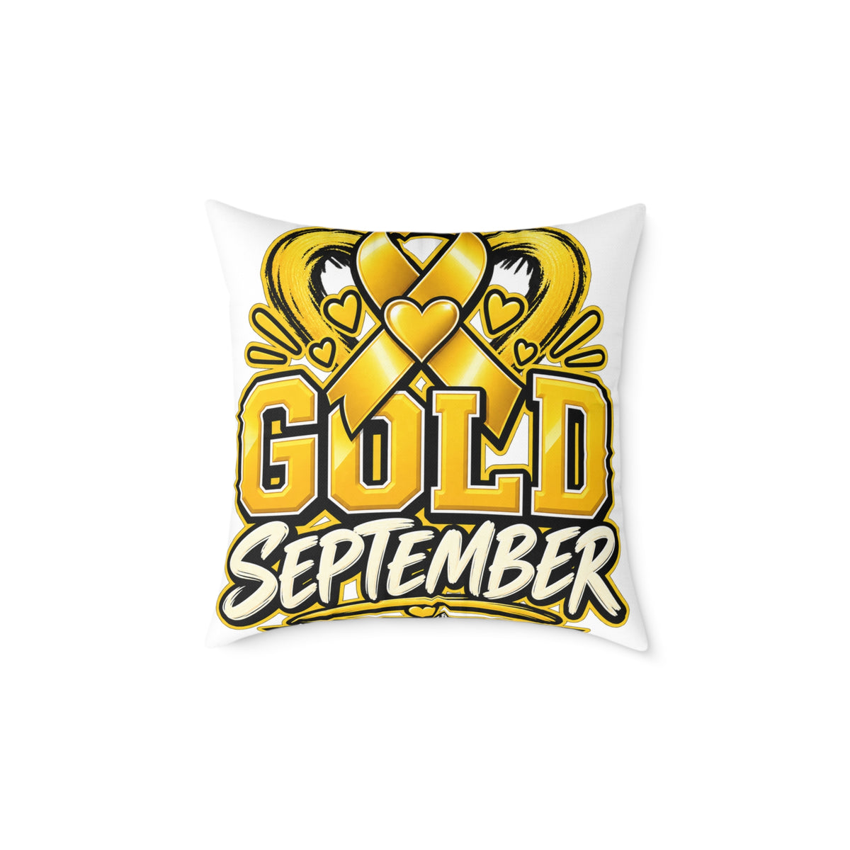 Gold September Pillow — Childhood Cancer Awareness Decorative Throw Pillow