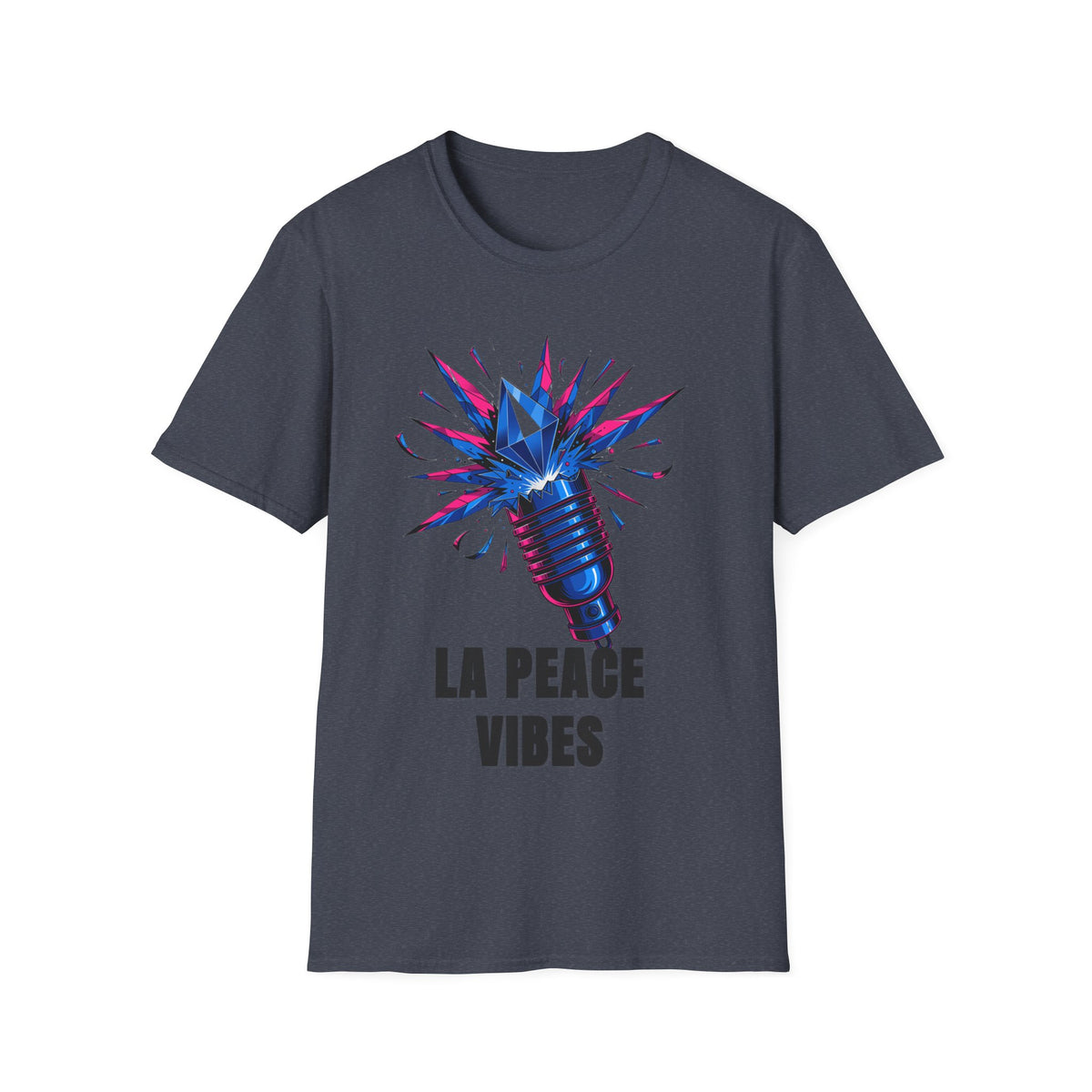 La Peace Vibes Microphone T-Shirt - Retro Pop Art Graphic Tee - Trending Now - September 2026