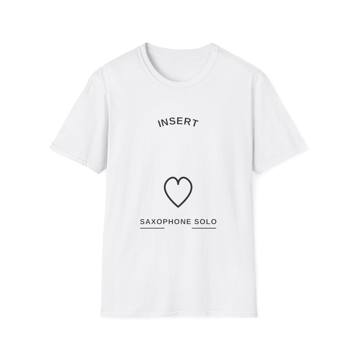 Insert Saxophone Solo Heart Tee - Minimalist Jazz Music Graphic T-Shirt - Trending Now - September 2026