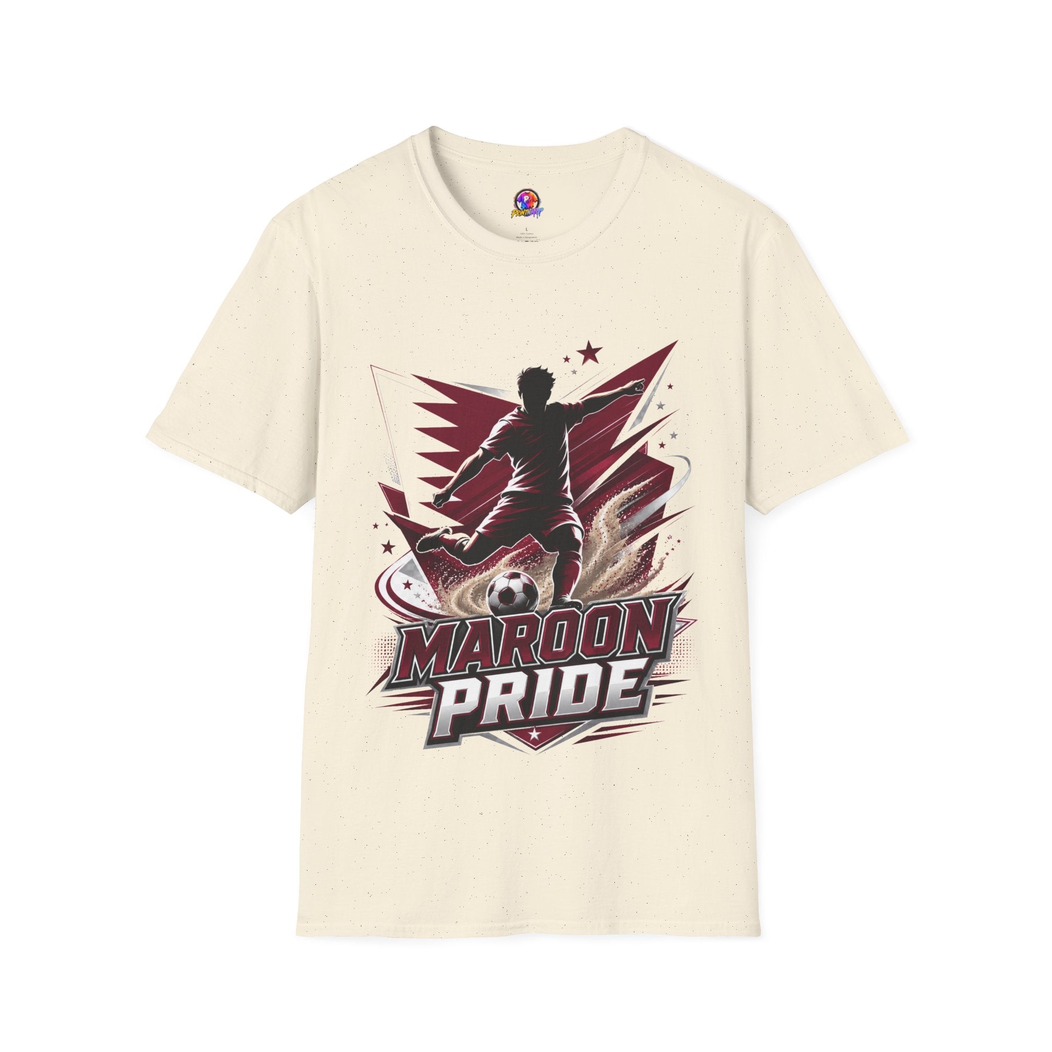Qatar Maroon Pride Soccer T-Shirt — Silhouette Player Graphic Tee