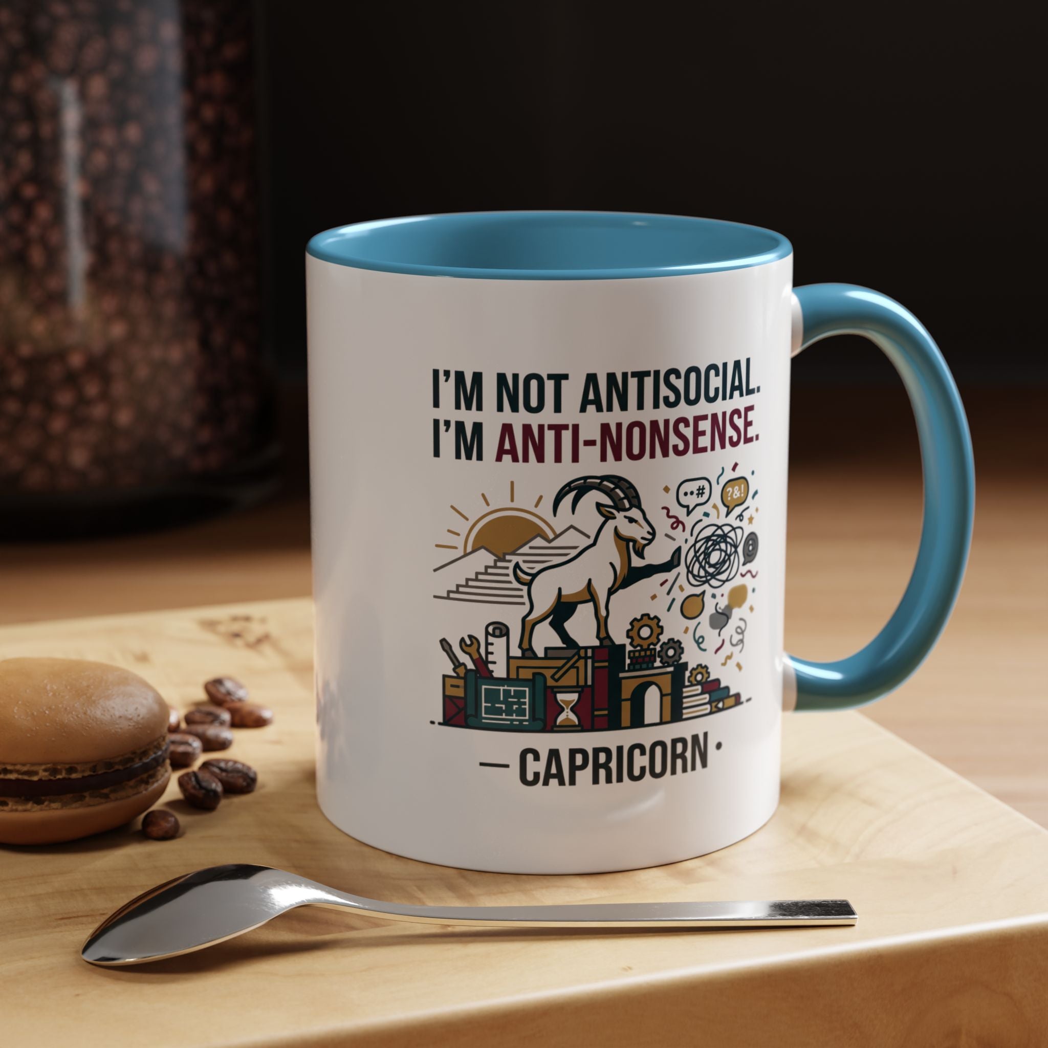 Capricorn Coffee Mug — "I'm Not Antisocial, I'm Anti-Nonsense" Accent Mug