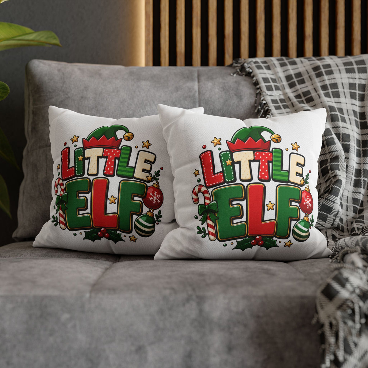 Little Elf Christmas Pillowcase — Cute Holiday Kids Decorative Pillow Cover