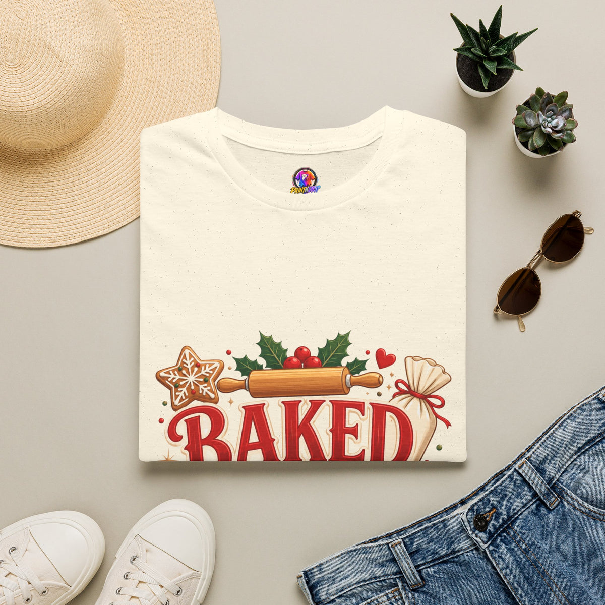 Baked With Love T-Shirt — Holiday Baking Christmas Cookie Chef Tee