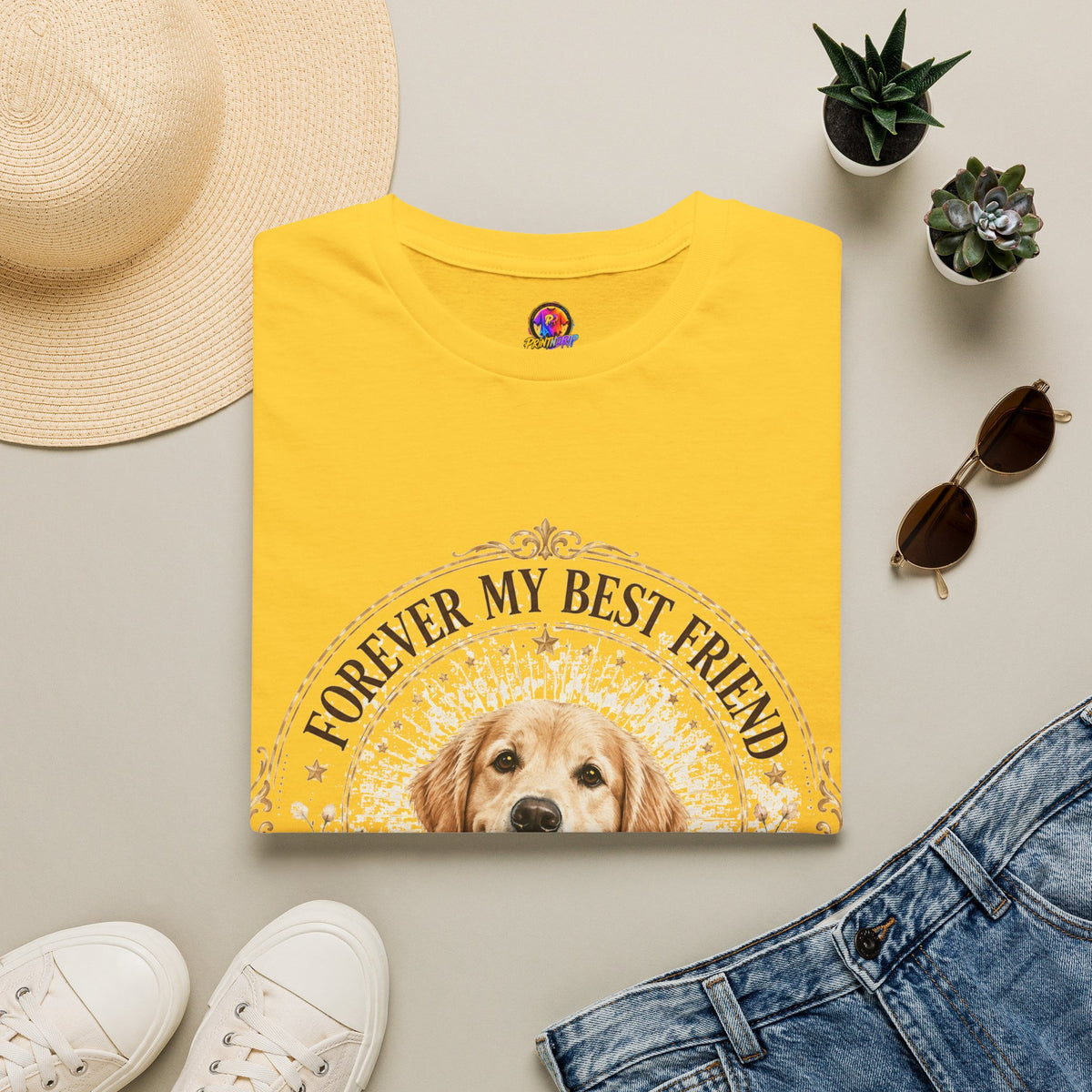 Forever My Best Friend Dog T-Shirt — Personalized Pet Name Golden Retriever Tee