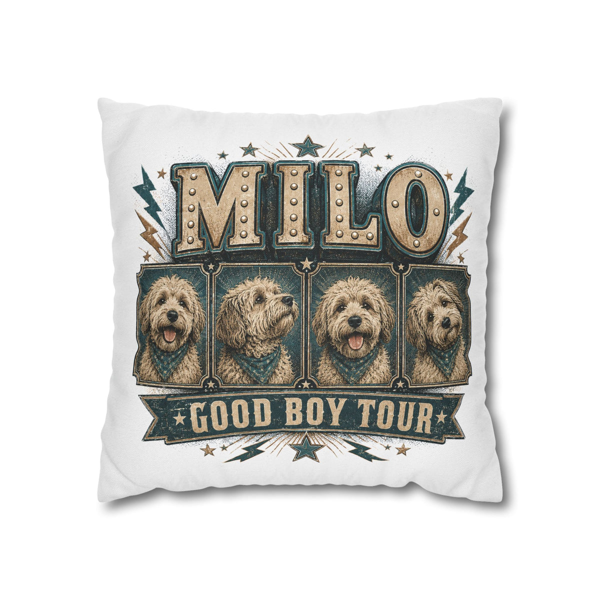 Milo "Good Boy Tour" Dog Photo Throw Pillowcase Milo Bailey Dog Dad Mom