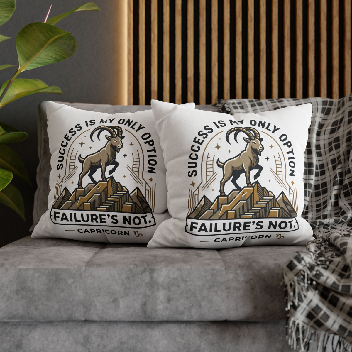 Capricorn Pillowcase – "Success Is My Only Option, Failure's Not" Zodiac Decorative Throw Pillow