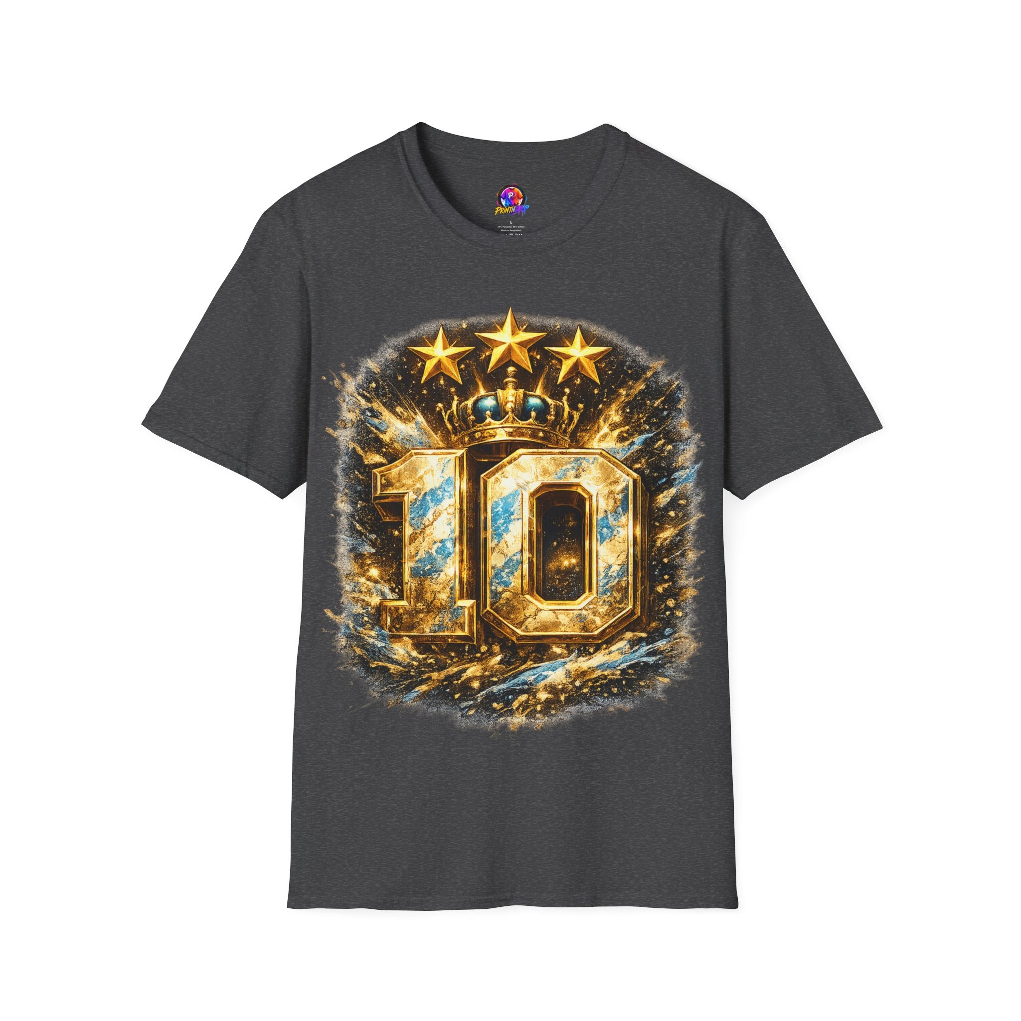 Argentina, MESSI #10 T-Shirt — Gold Crown '10' Victory Graphic Tee