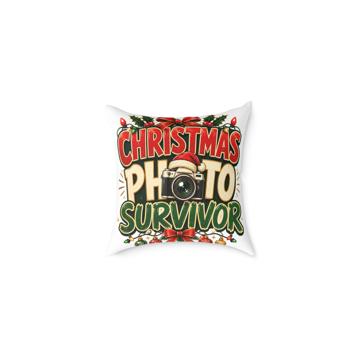Christmas Photo Survivor Pillow — Holiday Camera Photographer Gift