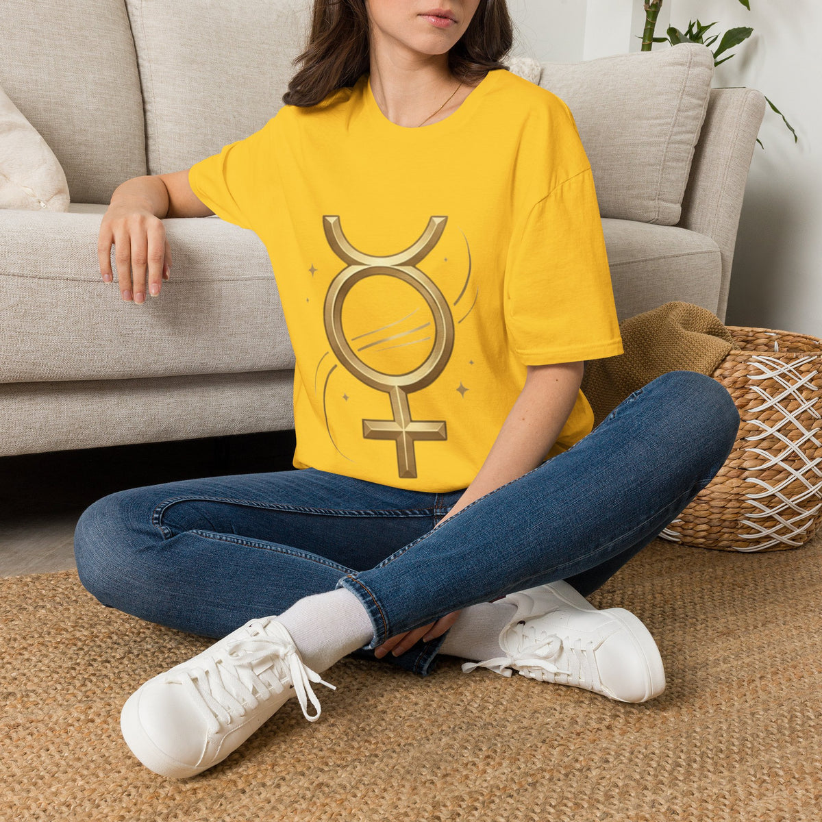Virgo Zodiac  Mercury Astrology T-Shirt — Gold  Symbol Zodiac Tee