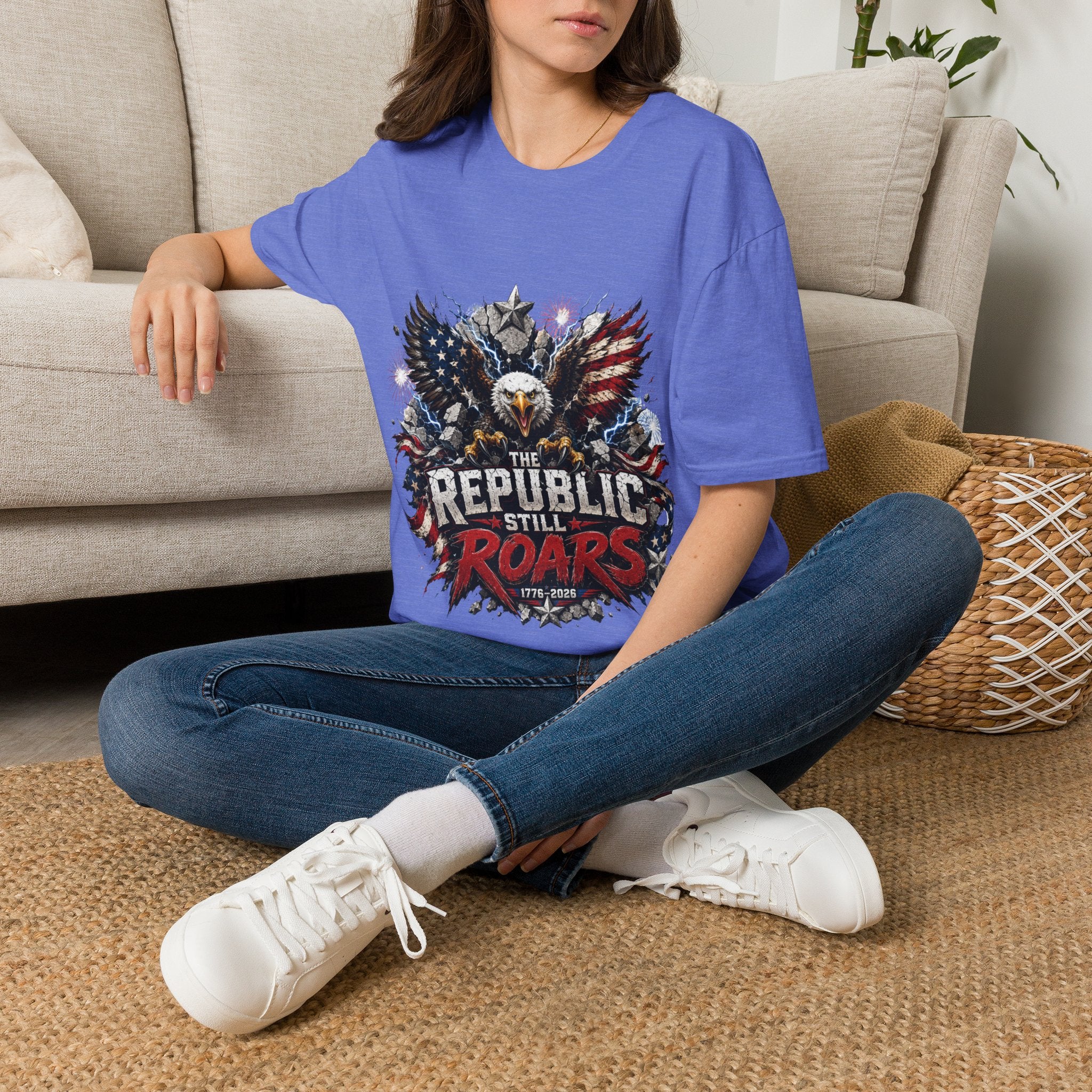 Patriotic Eagle T-Shirt — "The Republic Still Roars" | American Flag Graphic