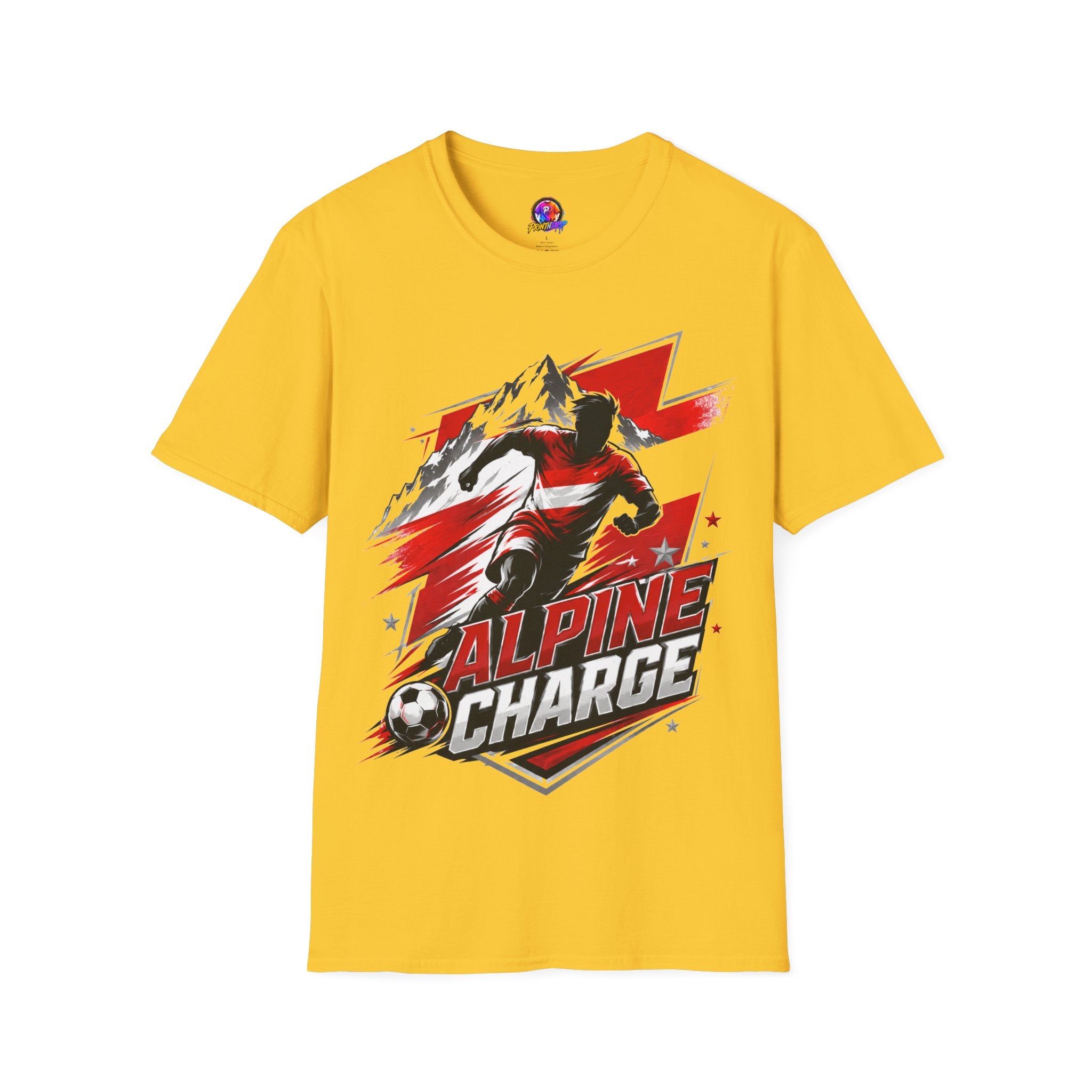 Austria  Alpine Charge Soccer T-Shirt — Mountain Football Graphic Tee -