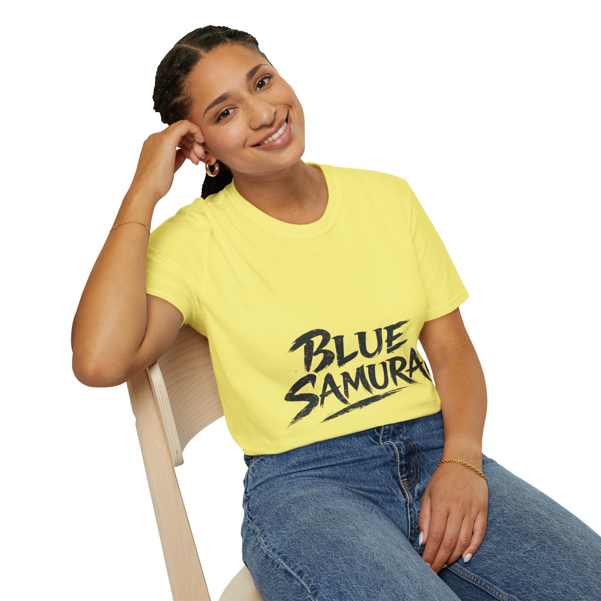 Japan Blue Samurai T-Shirt — Bold Brushstroke Graphic Tee