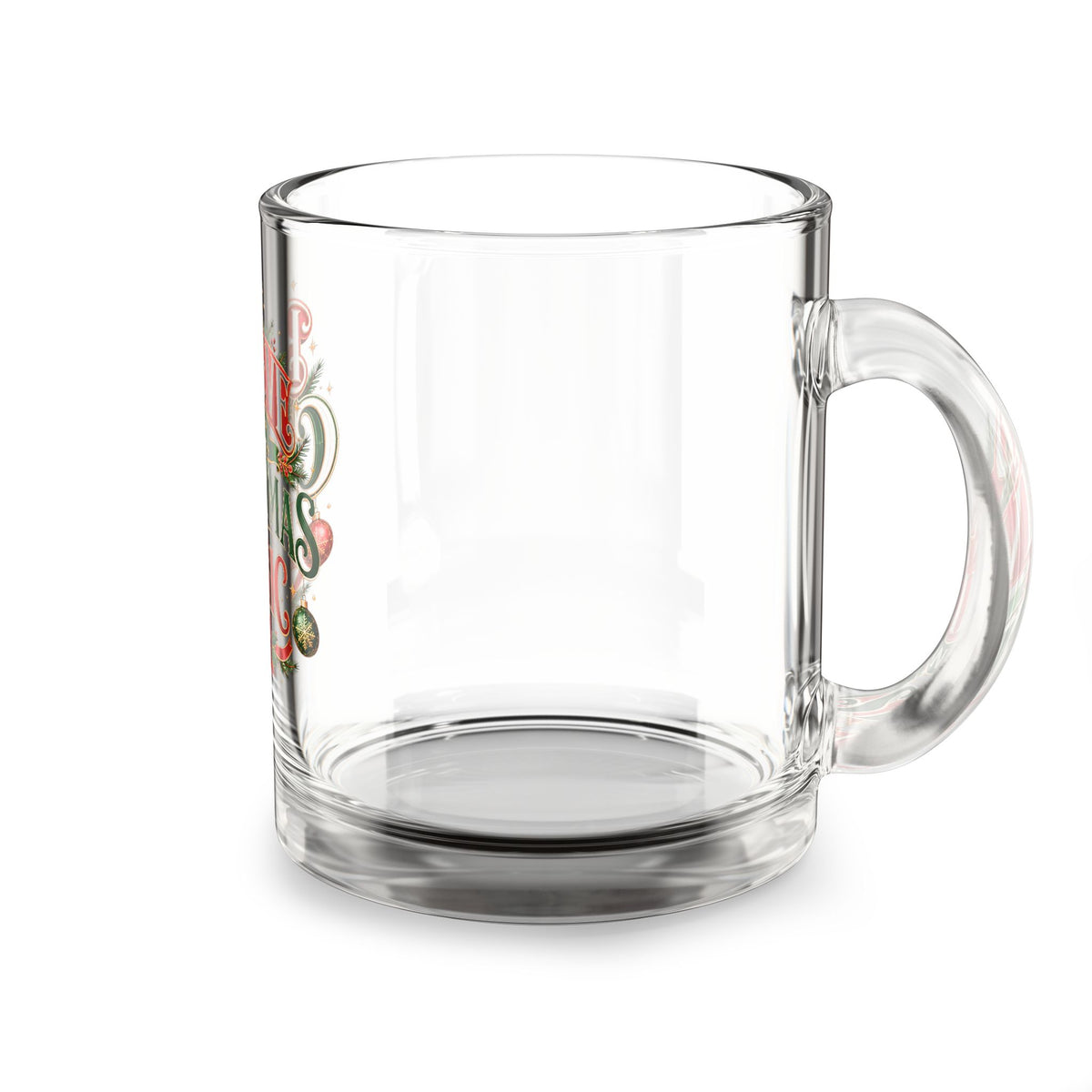 Christmas Glass Mug 10 oz Believe in Christmas Magic Glass Mug — 10oz Holiday Coffee & Tea Cup